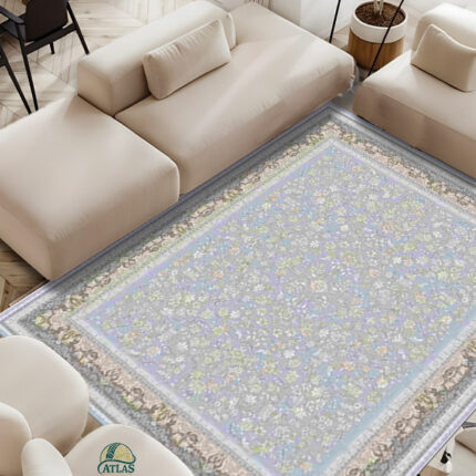 فرش مدرن طرح فرش افشان رنگ نقره ای کد 9096